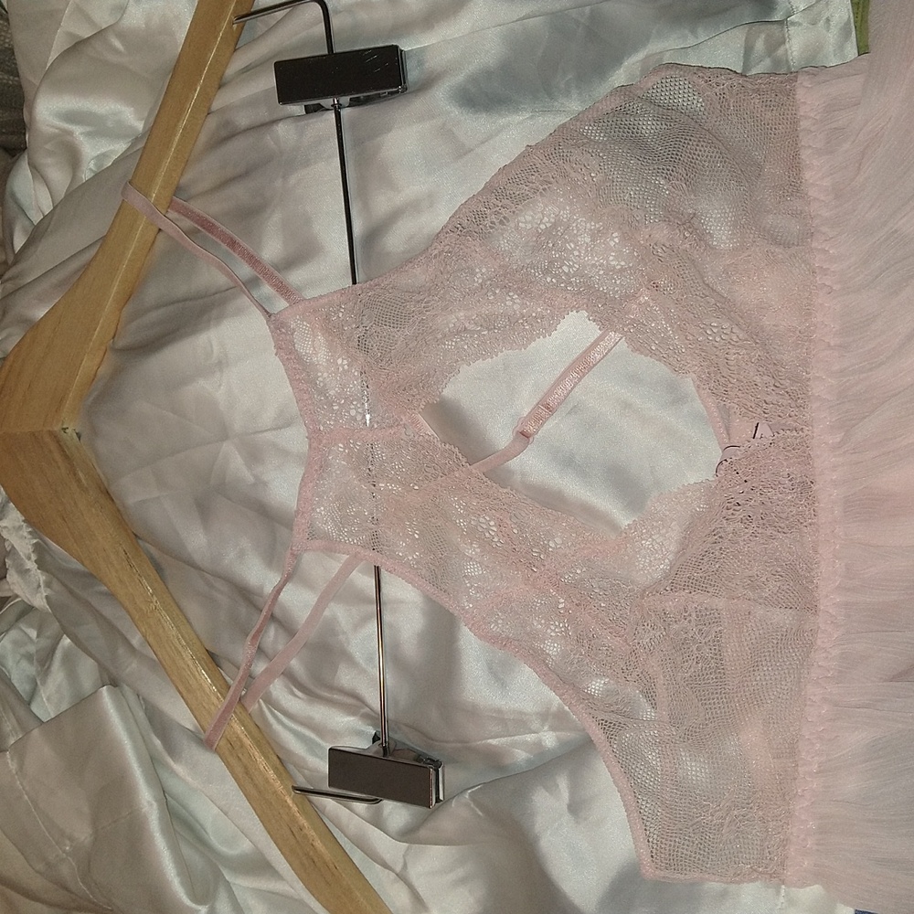 Victorias Secret Pink Babydoll Sheer Sexy Nightgown Size Small